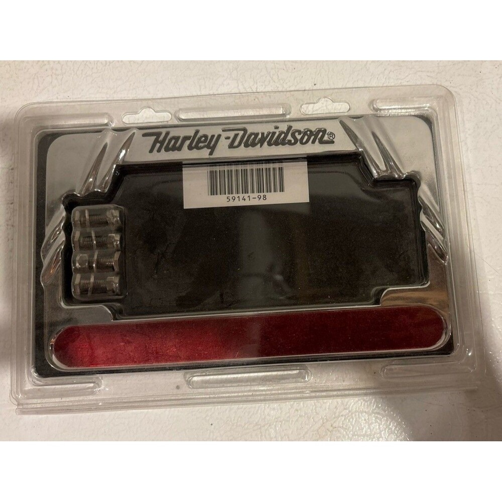 Harley-Davidson Vintage LICENSE PLATE SURROUND SCRIPT OEM 59141-98 Original New